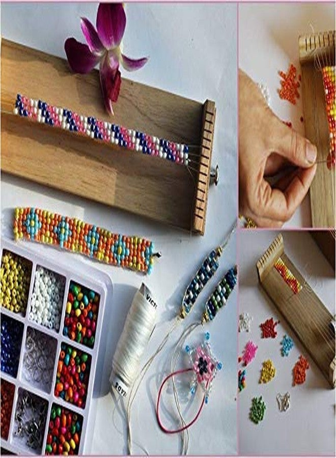Active Hands DIY Bead Loom Craft Kit with Portable Wooden Loom, Fasteners, Yarn and Glass Beads - Image 5